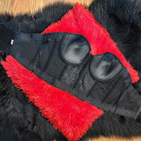 Black Rhinestone Bedazzled Bustier Corset Women's Size M (runs small) - Picture 8 of 15